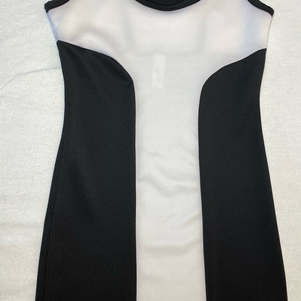 Vintage C. Graffitti Form Fitting Black & White Mini Dress Women’s Size Small